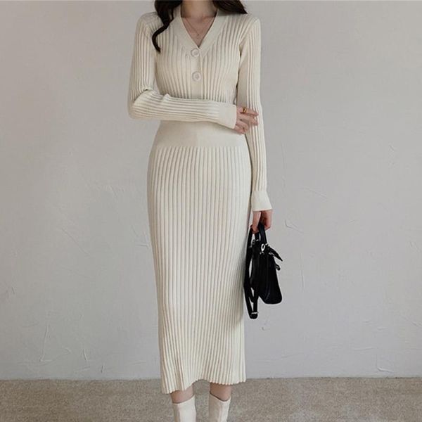 casual dresses korean autumn winter elegant bodycon knitted dress french robe chic femme party long sleeve vintage hedging sweater, Black;gray
casual dresses korean autumn winter elegant bodycon knitted dress french robe chic femme party long sleeve vintage hedging sweater, Black;gray