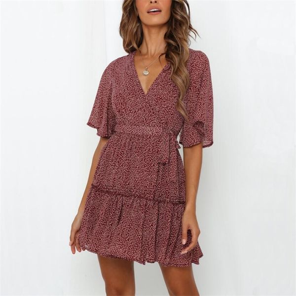 women casual summer dress flower print v-neck short-sleeved belt decoration vestidos 210430, Black;gray
women casual summer dress flower print v-neck short-sleeved belt decoration vestidos 210430, Black;gray