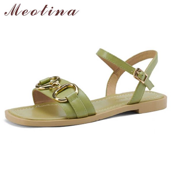 meotina shoes women genuine leather sandals metal decoration low heel sandals square toe shoes flat lades footwear summer green 210608, Black
meotina shoes women genuine leather sandals metal decoration low heel sandals square toe shoes flat lades footwear summer green 210608, Black