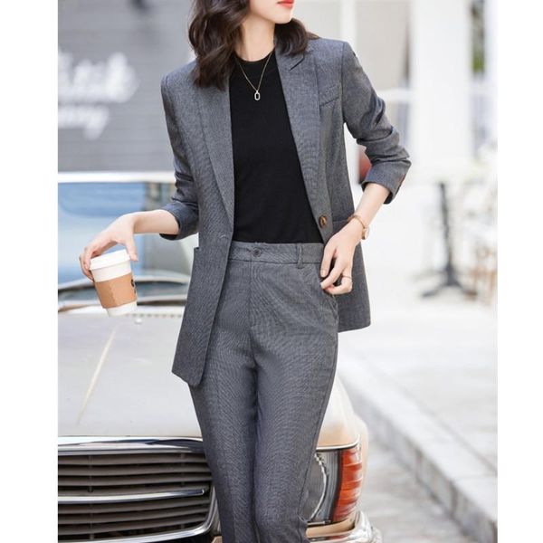 women's two piece pants autumn and winter suit suits two-piece elegant office jacket overalls slim business wear female, White
women's two piece pants autumn and winter suit suits two-piece elegant office jacket overalls slim business wear female, White