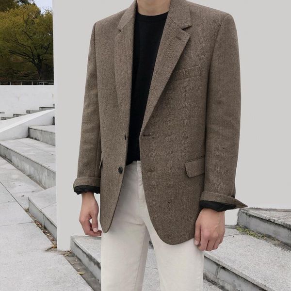 men's wool & blends wear fashion chic woolen jacket loose single breasted thickened warm tweed coat 2021 autumn blazers clothing, Black
men's wool & blends wear fashion chic woolen jacket loose single breasted thickened warm tweed coat 2021 autumn blazers clothing, Black