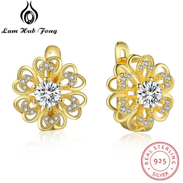 stud gold color flower earrings for women 925 sterling silver cz fine jewelry fashion wedding gift (lam hub fong), Golden;silver
stud gold color flower earrings for women 925 sterling silver cz fine jewelry fashion wedding gift (lam hub fong), Golden;silver