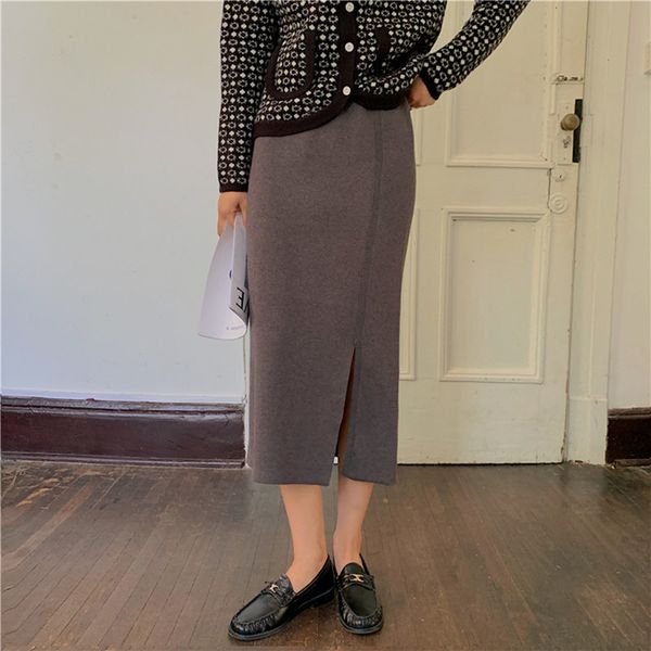 autumn winter high waist split thick knitted skirt ol elegant female work wear solid package hip skirts womens 210421, Black
autumn winter high waist split thick knitted skirt ol elegant female work wear solid package hip skirts womens 210421, Black
