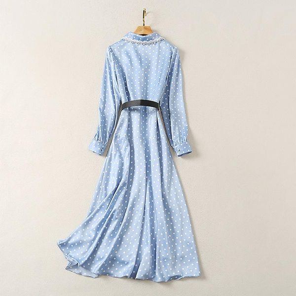 casual dresses designer dress 2021 autumn winter style women turn-down collar polka dot print belt deco long sleeve blue, Black;gray
casual dresses designer dress 2021 autumn winter style women turn-down collar polka dot print belt deco long sleeve blue, Black;gray