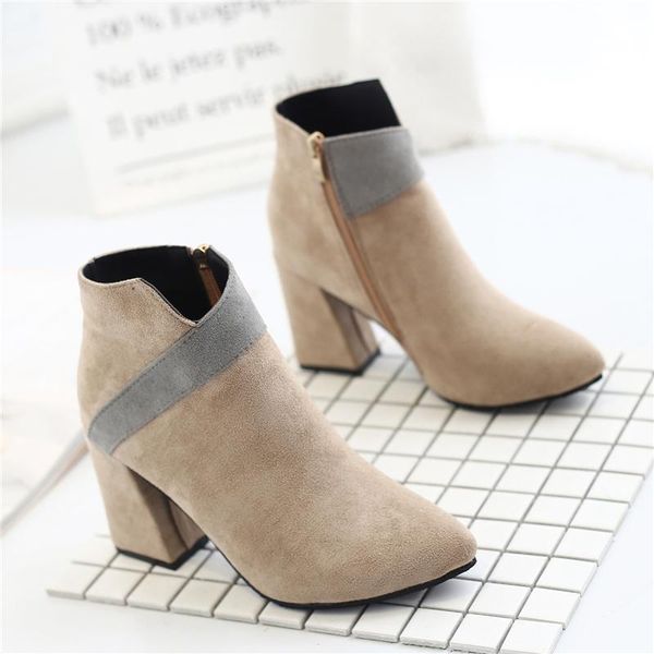 boots fashion zipper ankle for women shoes woman patchwork winter flock pointed toe block high heels botas mujer, Black
boots fashion zipper ankle for women shoes woman patchwork winter flock pointed toe block high heels botas mujer, Black