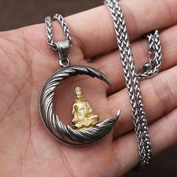 buddhist stainless steel meditation feather buddha pendant men necklace tathagata statue guanyin amulet jewelry necklaces, Silver
buddhist stainless steel meditation feather buddha pendant men necklace tathagata statue guanyin amulet jewelry necklaces, Silver