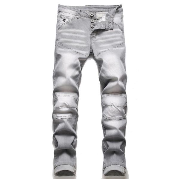men's jeans grey splicing men skinny casual cotton classic ripped denim for straight slim fit harajuku biker jean clothing, Blue
men's jeans grey splicing men skinny casual cotton classic ripped denim for straight slim fit harajuku biker jean clothing, Blue