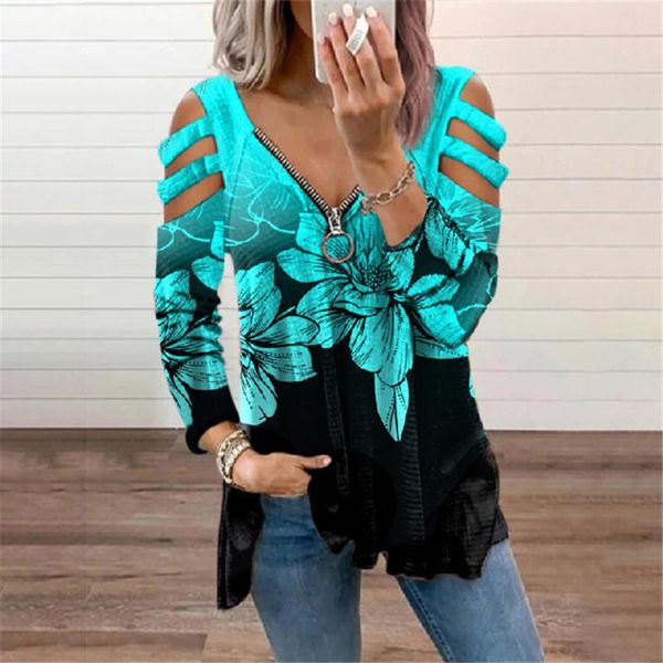 women's blouses & shirts fashion hollow out long sleeve lady elegant zipper v-neck floral print 2021 autumn casual women blusas shirt, White
women's blouses & shirts fashion hollow out long sleeve lady elegant zipper v-neck floral print 2021 autumn casual women blusas shirt, White
