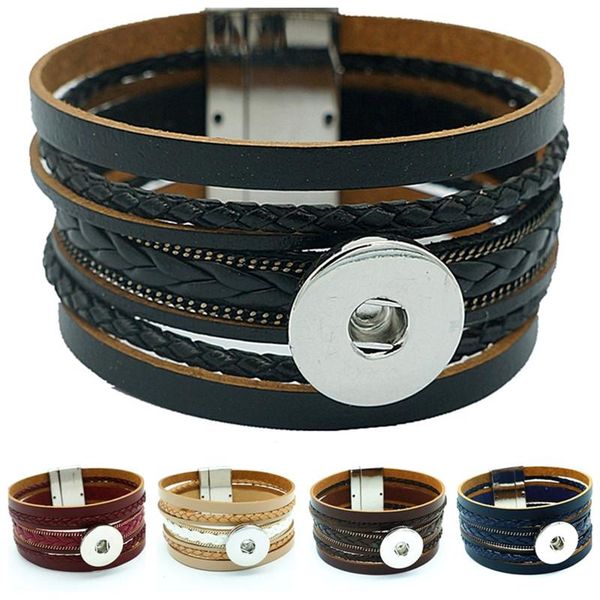 charm bracelets fashion colorful twist multi-layers leather snap 21cm magnet buckle fit 18mm buttons wholesale se0169, Golden;silver
charm bracelets fashion colorful twist multi-layers leather snap 21cm magnet buckle fit 18mm buttons wholesale se0169, Golden;silver
