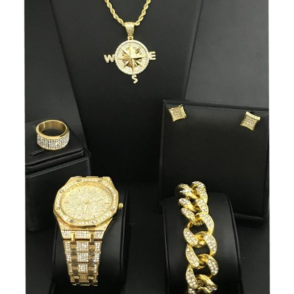 earrings & necklace luxury men gold color watch hip hop bracelet ring combo set out cuban compass stainless, Silver
earrings & necklace luxury men gold color watch hip hop bracelet ring combo set out cuban compass stainless, Silver
