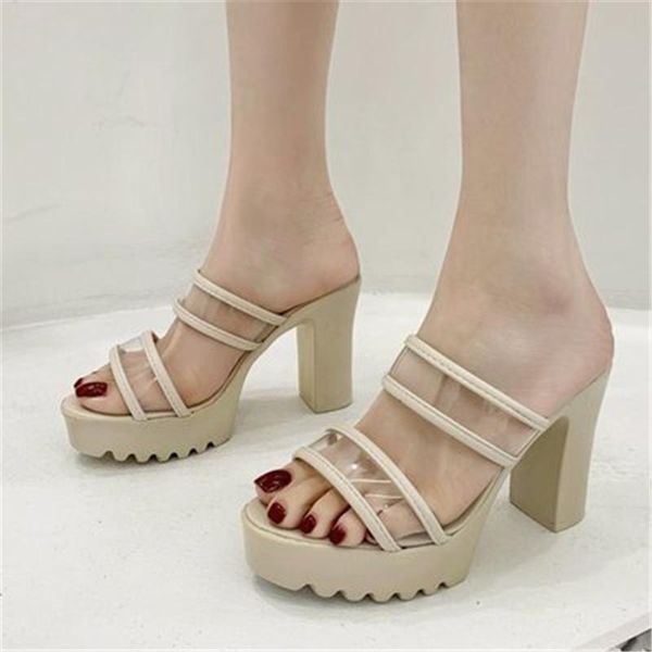 summer women high heel slippers thick bottom chunky transparent ankle-strap fashion a586, Black
summer women high heel slippers thick bottom chunky transparent ankle-strap fashion a586, Black
