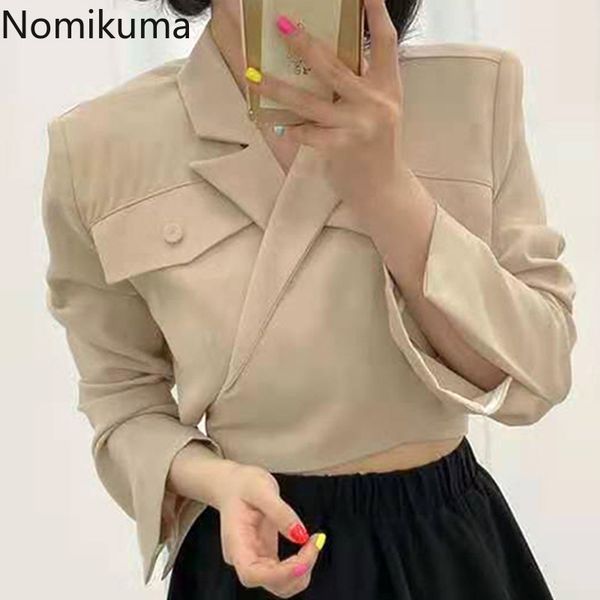 nomikuma elegant bandage slim waist short blouse shirt korean notched collar women spring new blusas de mujer 6f461 210427, White
nomikuma elegant bandage slim waist short blouse shirt korean notched collar women spring new blusas de mujer 6f461 210427, White