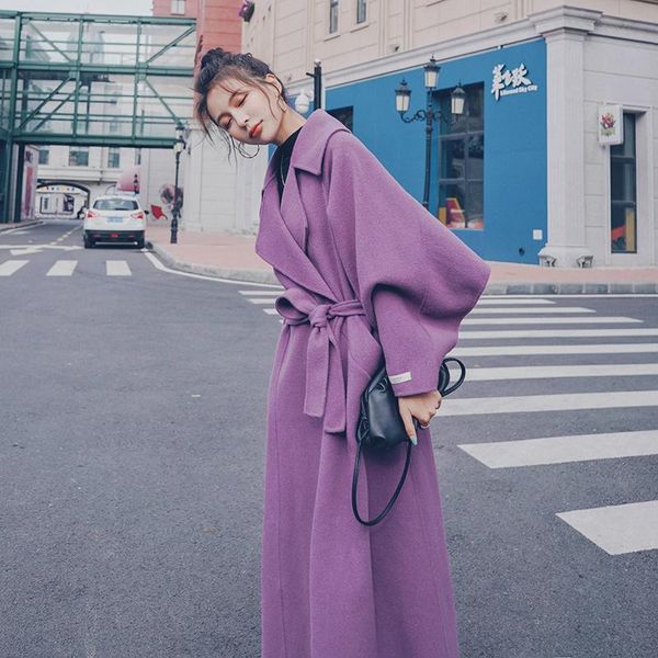 women's wool & blends purple woolen coat women winter korean thickened cotton british style over knee cashmere elegant outwears female, Black
women's wool & blends purple woolen coat women winter korean thickened cotton british style over knee cashmere elegant outwears female, Black