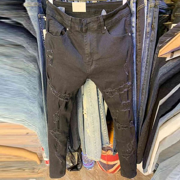 men's jeans calças de brim dos homens magros versão coreana buraco moda marca preto rasgado jeans masculino sólido struÃdo jean homme c, Blue
men's jeans calças de brim dos homens magros versão coreana buraco moda marca preto rasgado jeans masculino sólido struÃdo jean homme c, Blue