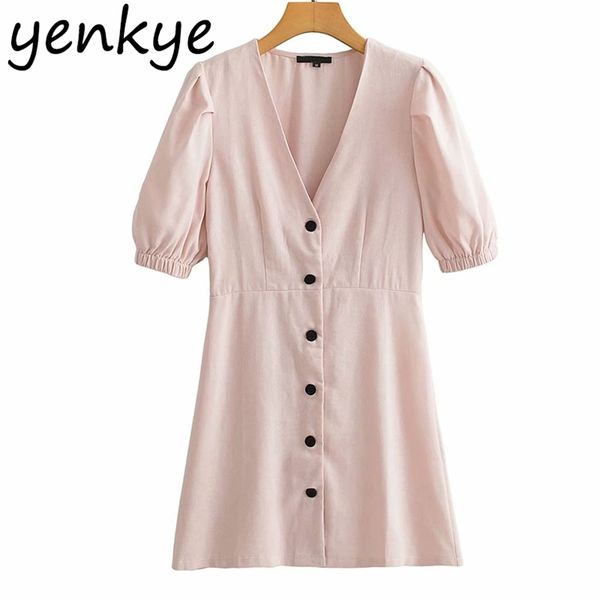 vintage front button solid color dress women v neck short sleeve a-line slim elegant female summer casual robe 210514, Black;gray
vintage front button solid color dress women v neck short sleeve a-line slim elegant female summer casual robe 210514, Black;gray