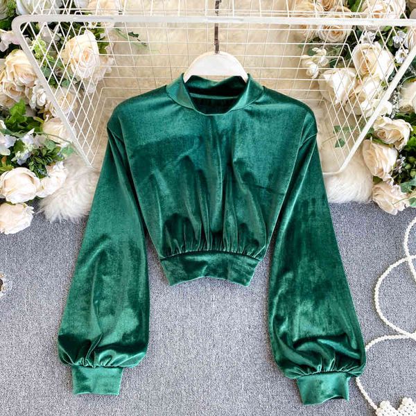 women's blouses & shirts fashion high street short women retro velvet fall winter waist long sleeve solid color lady vintage, White
women's blouses & shirts fashion high street short women retro velvet fall winter waist long sleeve solid color lady vintage, White