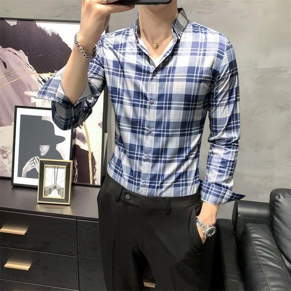 men's casual shirts spring autumn gird print men shirt long sleeve trend brand fashion slim blouse clothing camisa social masculina, White;black
men's casual shirts spring autumn gird print men shirt long sleeve trend brand fashion slim blouse clothing camisa social masculina, White;black