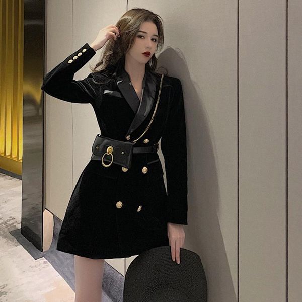 casual dresses autumn women's style gold velvet suit collar slim double-breasted a-line dress mid-length retro british, Black;gray
casual dresses autumn women's style gold velvet suit collar slim double-breasted a-line dress mid-length retro british, Black;gray