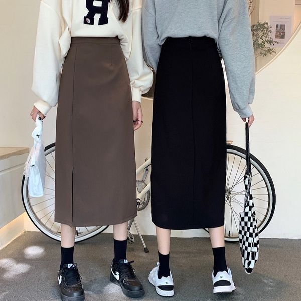 skirts high waist, thin, medium and long split skirt, female autumn 2021 korean black a-word wrap hip skirt
skirts high waist, thin, medium and long split skirt, female autumn 2021 korean black a-word wrap hip skirt
