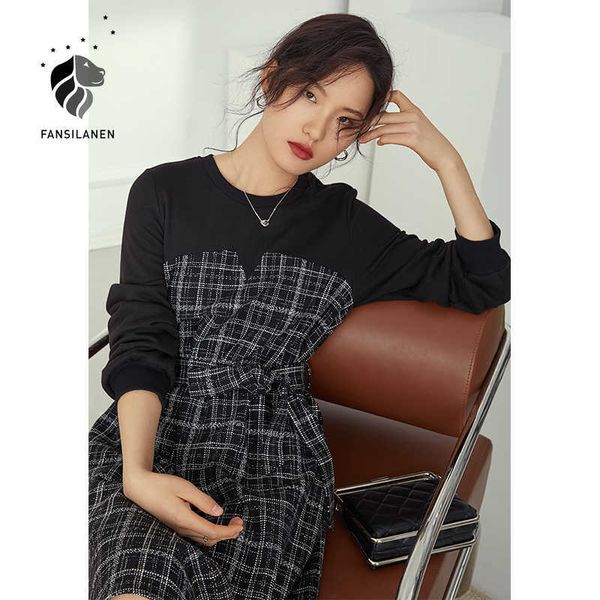 fansilanen patchawork tweed plaid midi black dress women long sleeve autumn winter elegant female vintage office 210607, Black;gray
fansilanen patchawork tweed plaid midi black dress women long sleeve autumn winter elegant female vintage office 210607, Black;gray