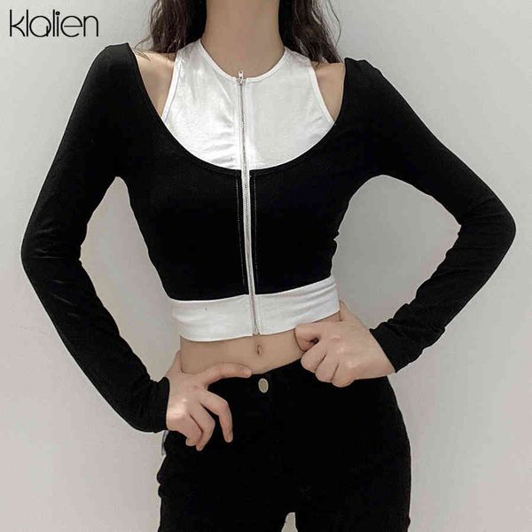 t shirt 2021 spring black white patchwork long sleeve o neck slim zipper female fashion wild basic soft cotton t shirt
t shirt 2021 spring black white patchwork long sleeve o neck slim zipper female fashion wild basic soft cotton t shirt