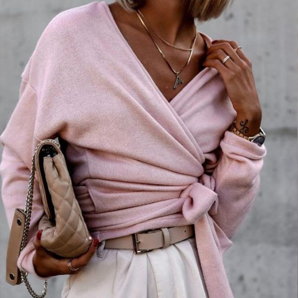 women's blouses & shirts spring autumn elegant lace-up women knit casual v-neck ladies long sleeve slim shirt solid fashion streetwear, White
women's blouses & shirts spring autumn elegant lace-up women knit casual v-neck ladies long sleeve slim shirt solid fashion streetwear, White