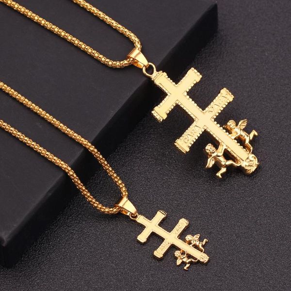 pendant necklaces zxmj catholic caravaca crucifix orthodox with cherub angel necklace russia cross hiphop gold for women men gift, Silver
pendant necklaces zxmj catholic caravaca crucifix orthodox with cherub angel necklace russia cross hiphop gold for women men gift, Silver