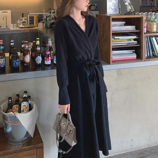 dress autumn winter korean casual sweater women slim v-neck sleeve lace-up waist knitted long robe femme vestidos vss8, Black;gray
dress autumn winter korean casual sweater women slim v-neck sleeve lace-up waist knitted long robe femme vestidos vss8, Black;gray
