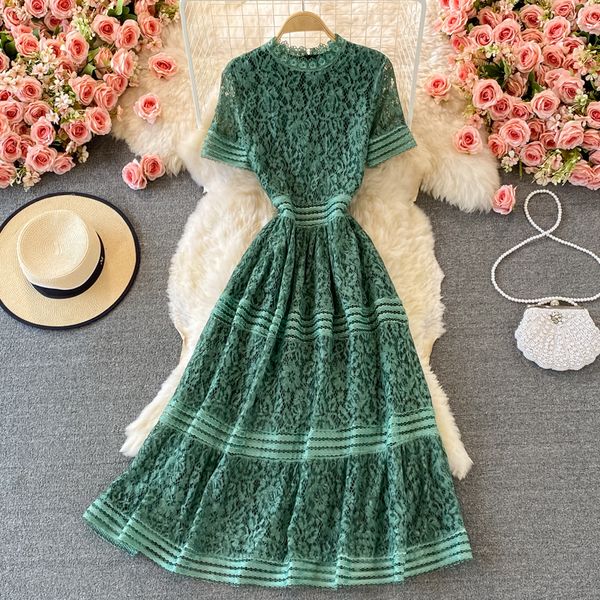 women orange/green lace long dress summer vintage round neck short sleeve high waist patchwork party vestidos female robe new, Black;gray
women orange/green lace long dress summer vintage round neck short sleeve high waist patchwork party vestidos female robe new, Black;gray