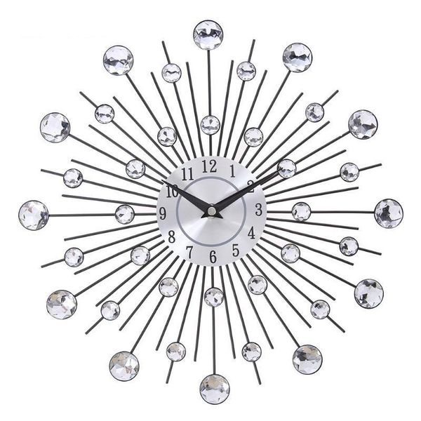 crystal sunburst metal wall clock original vintage silver home decor clocks iron diamond-studded
crystal sunburst metal wall clock original vintage silver home decor clocks iron diamond-studded