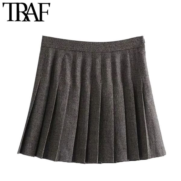 women chic fashion with lining pleated check mini skirt vintage high waist side zipper female skirts mujer 210507, Black
women chic fashion with lining pleated check mini skirt vintage high waist side zipper female skirts mujer 210507, Black