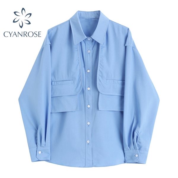 spliced blouses for ladies stylish pocket long sleeve boyfriend oversized women's shirt street ol elegant chic cardigan tide 210430, White
spliced blouses for ladies stylish pocket long sleeve boyfriend oversized women's shirt street ol elegant chic cardigan tide 210430, White