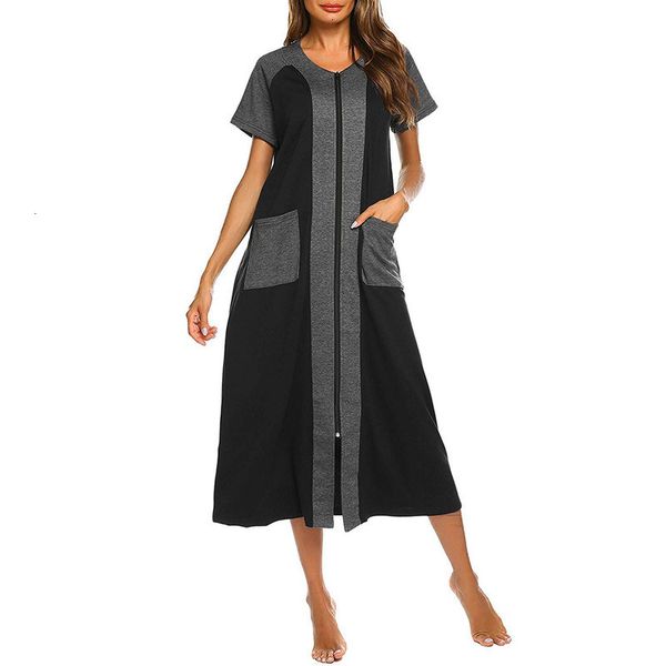 women's casual dresses aw color matching pocket short sleeve zipper cardigan dress, Black;gray
women's casual dresses aw color matching pocket short sleeve zipper cardigan dress, Black;gray