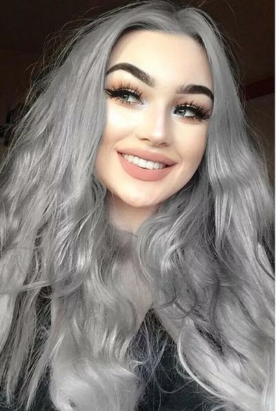 beautiful ombre silver grey wigs long body wave synthetic heat resistant natural for women, Black
beautiful ombre silver grey wigs long body wave synthetic heat resistant natural for women, Black
