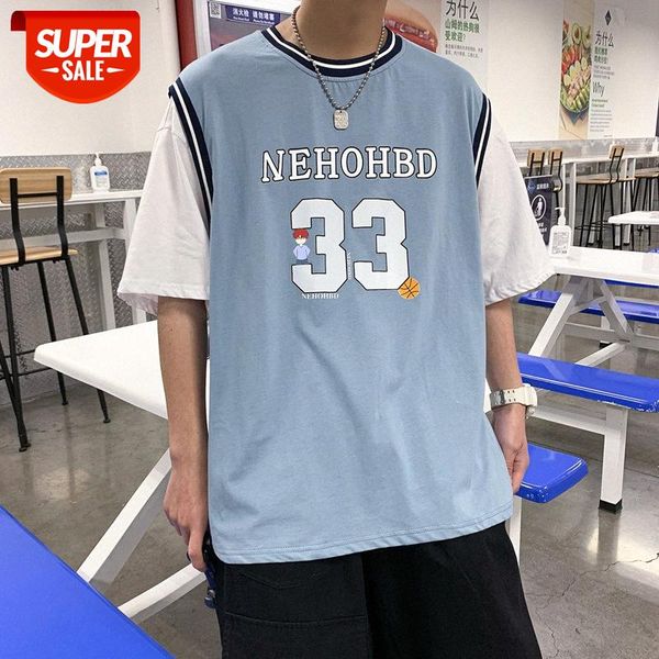 short-sleeved men's summer loose ins hong kong style compassionate trendy brand t-shirt fake two pieces of upper clothes jersey #cl2x, White;black
short-sleeved men's summer loose ins hong kong style compassionate trendy brand t-shirt fake two pieces of upper clothes jersey #cl2x, White;black
