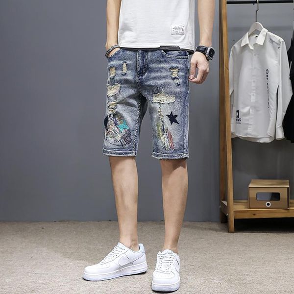 men's jeans retro ripped shorts summer thin fashion slim embroidery hole beggar pants high street knee length short male, Blue
men's jeans retro ripped shorts summer thin fashion slim embroidery hole beggar pants high street knee length short male, Blue