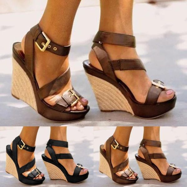 womens sandals open toe wedges thick bottom straps buckle shoes roman summer female soft beach plus size d9#, Black
womens sandals open toe wedges thick bottom straps buckle shoes roman summer female soft beach plus size d9#, Black