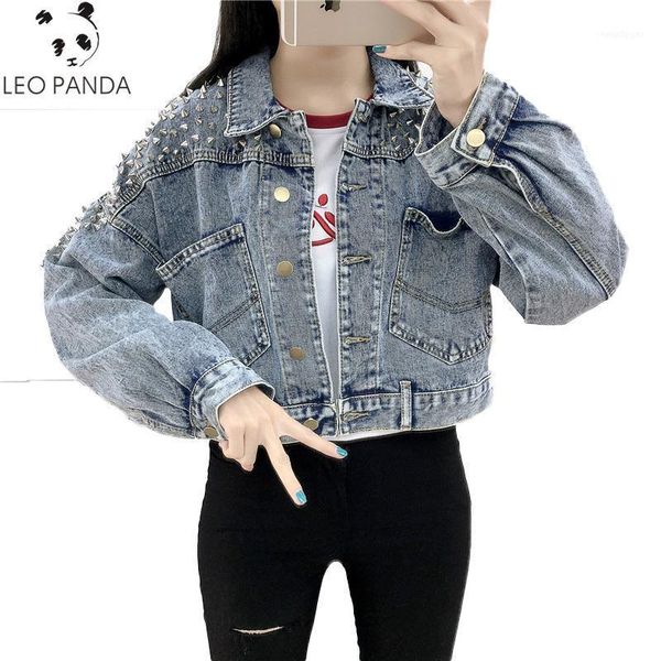 spring retro women denim jacket with rivet streetwear long sleeve pockets ladies jean jackets loose short outwear1, Black;brown
spring retro women denim jacket with rivet streetwear long sleeve pockets ladies jean jackets loose short outwear1, Black;brown