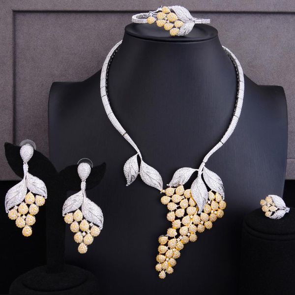 earrings & necklace godki luxury grape floral 4pcs dubai jewelry sets for women wedding cubic zircon crystal cz african bridal, Silver
earrings & necklace godki luxury grape floral 4pcs dubai jewelry sets for women wedding cubic zircon crystal cz african bridal, Silver