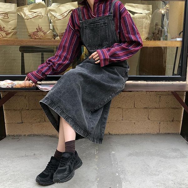 casual dresses black long denim dress women sleeveless vintage strap jeans ladies retro packet spring summer midi, Black;gray
casual dresses black long denim dress women sleeveless vintage strap jeans ladies retro packet spring summer midi, Black;gray