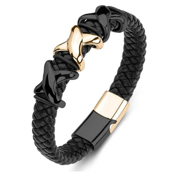 charm bracelets mens punk leather bracelet stainless steel magnetic clasp x trend cool boy birthday gift christmas, Golden;silver
charm bracelets mens punk leather bracelet stainless steel magnetic clasp x trend cool boy birthday gift christmas, Golden;silver