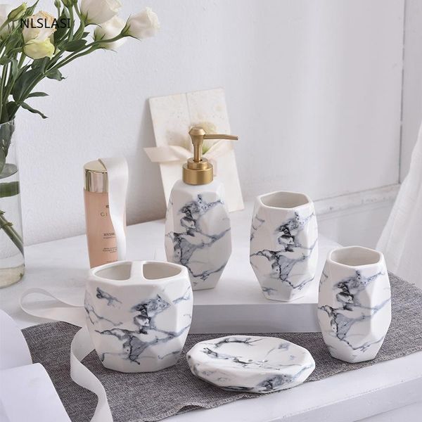bath accessory set nordic marble texture bathroom ceramic accessories toothbrush holder lotion bottle soap dish mouth cup five piece
bath accessory set nordic marble texture bathroom ceramic accessories toothbrush holder lotion bottle soap dish mouth cup five piece