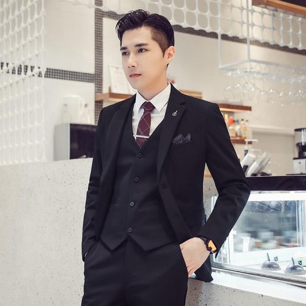 autumn and winter suit men's three piece korean version british slim fit solid color wedding casual business coat suits & blazers, White;black
autumn and winter suit men's three piece korean version british slim fit solid color wedding casual business coat suits & blazers, White;black