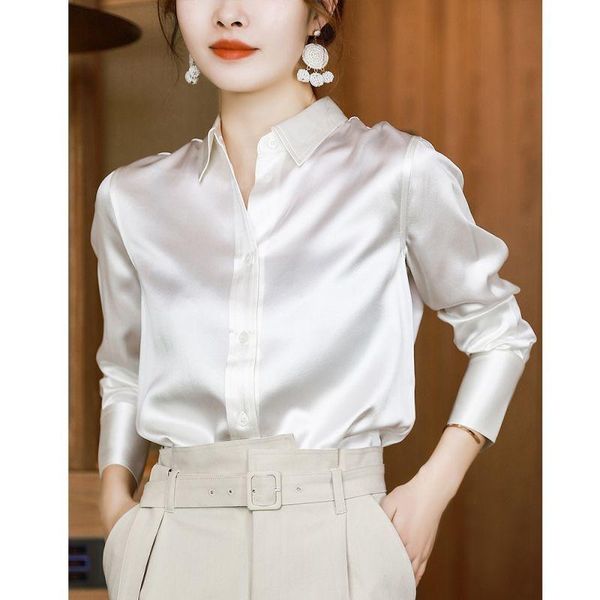 women's blouses & shirts plus size blusas 2021 spring fashion imitation silk long sleeve splicing single breasted skinny woman, White
women's blouses & shirts plus size blusas 2021 spring fashion imitation silk long sleeve splicing single breasted skinny woman, White