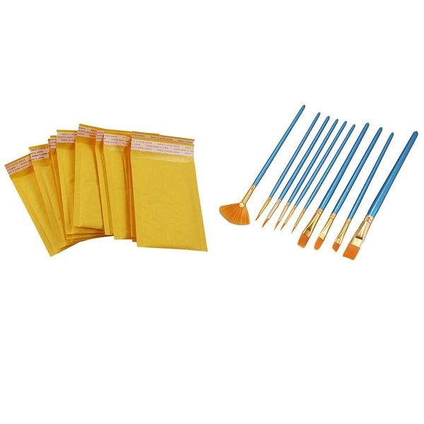 gift wrap 10pcs blue handle nylon hair multifunction paint brushes & 10 pcs bubble mailers padded envelopes packaging
gift wrap 10pcs blue handle nylon hair multifunction paint brushes & 10 pcs bubble mailers padded envelopes packaging