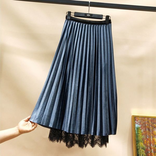 qrwr two sides wear 2021 autumn winter skirt womens gold veet high waist lace net yarn casual skirt a line pleated long skirt, Black;pink
qrwr two sides wear 2021 autumn winter skirt womens gold veet high waist lace net yarn casual skirt a line pleated long skirt, Black;pink
