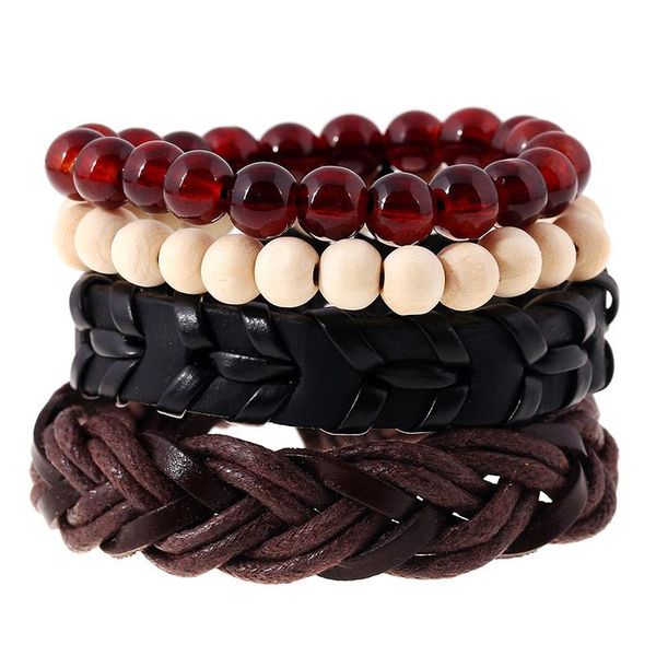 tennis natural wood beads+ rope+genuine leather bracelets 4pcs/set handmade braided woven bangles retro jewelry accessories bangle, Golden;silver
tennis natural wood beads+ rope+genuine leather bracelets 4pcs/set handmade braided woven bangles retro jewelry accessories bangle, Golden;silver