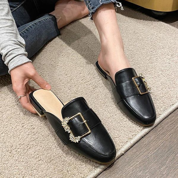rhinestone metal buckle strap large size flat sandals women slippers fashion summer casual pu leather ladies mules shoes, Black
rhinestone metal buckle strap large size flat sandals women slippers fashion summer casual pu leather ladies mules shoes, Black