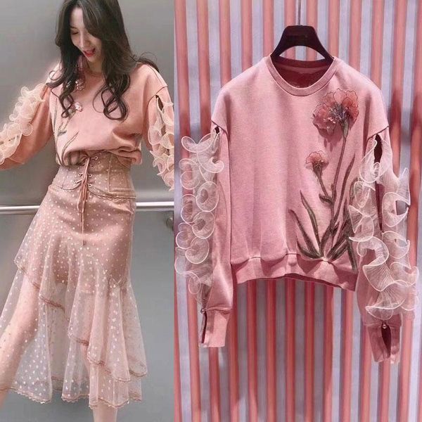 european autumn o neck flower sequined embroidery handmade beaded mesh stitching long-sleeved sweatshirts women hoodies 2021 women's &, Black
european autumn o neck flower sequined embroidery handmade beaded mesh stitching long-sleeved sweatshirts women hoodies 2021 women's &, Black