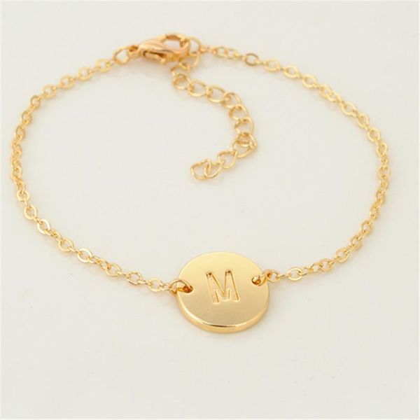 link, chain fashion tiny dainty alphabet bracelet 26 letters for women accessories gift, Black
